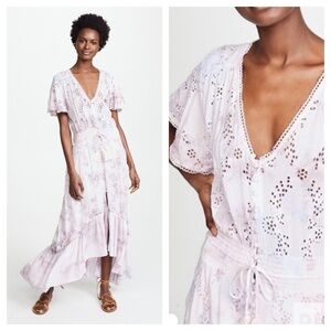 Young Fabulous & Broke / tie dye Eyelet Costa Maxi tassel Dress medium M